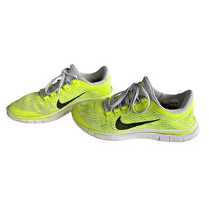 Nike Free RN Flyknit Running Shoes Womens Size 9 Volt Yellow 580392-700 Used